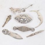 A group of Danish silver Art Nouveau jewellery, book marks etc