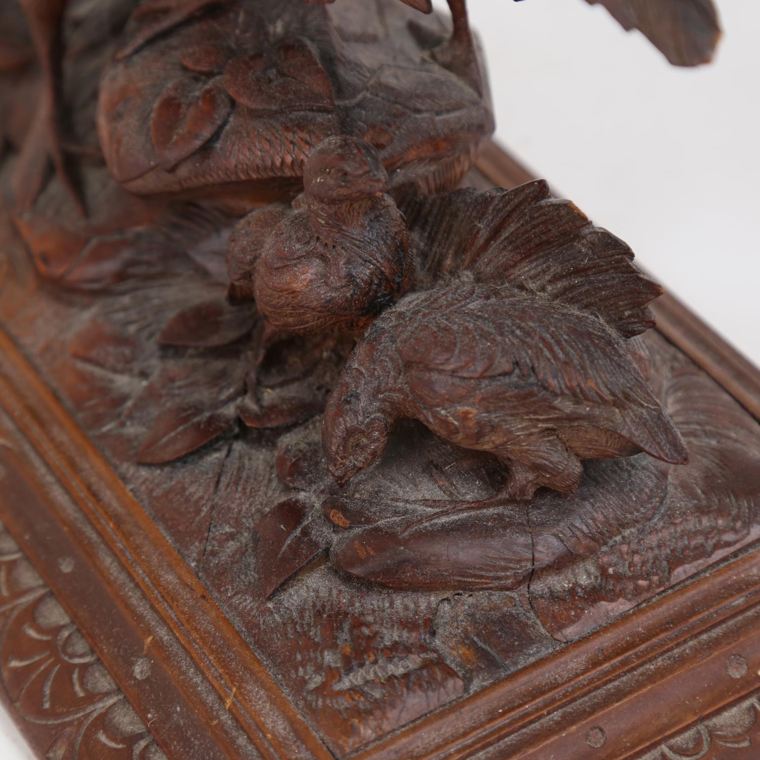 A German Black Forest carved oak pheasant group, base 35cm x 16cm - Image 2 of 2