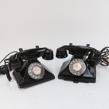 2 Vintage black Bakelite dial telephones
