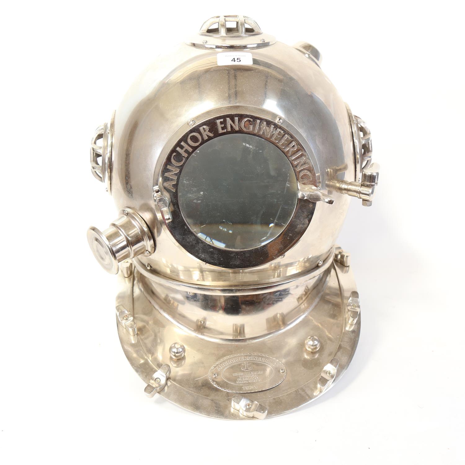 A large reproduction chrome diver's helmet, by Anchor Engineering, height 40cm