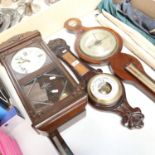 2 barometers and a wall clock