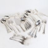 41 pieces of silver plated King's pattern cutlery (1 large spoon missing)