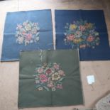 2 woven fabric floral wall banners, and 3 cushion covers (5)