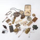 Various collectables, including lighters, nutmeg grater, sovereign case etc (boxful)