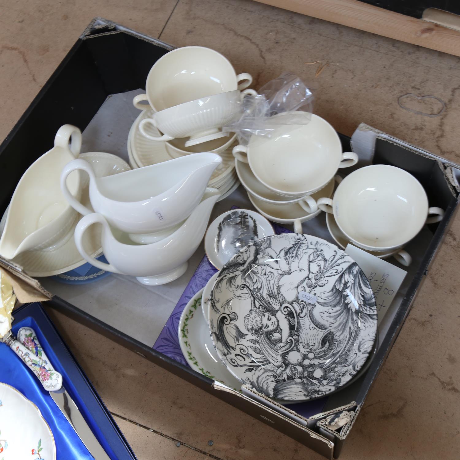 A group of china, including Wedgwood white china, Edme pattern soup cups and saucers etc (boxful) - Image 2 of 2