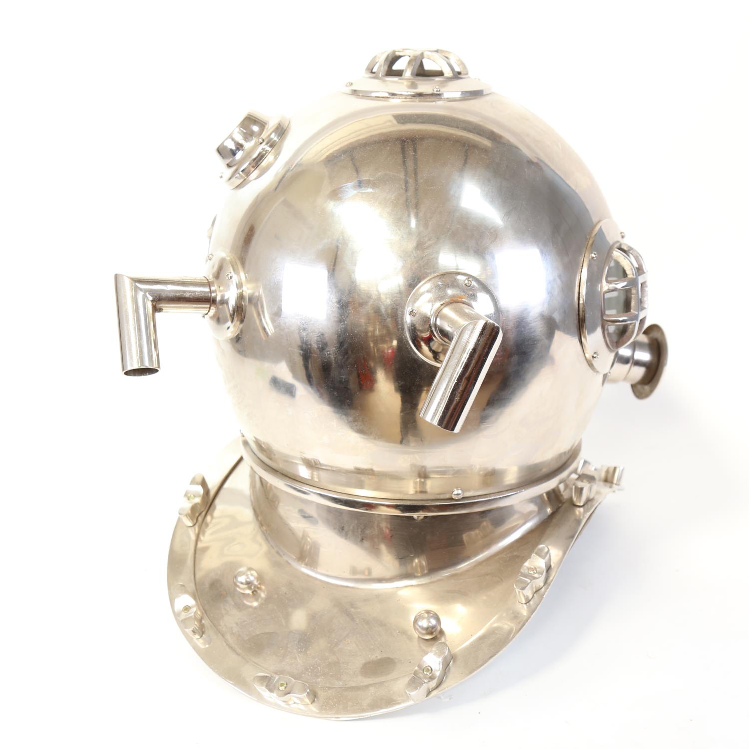 A large reproduction chrome diver's helmet, by Anchor Engineering, height 40cm - Image 2 of 2