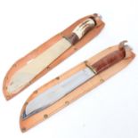 2 Vintage unused hunting knives with leather sheaths