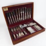 49 pieces of Viners plated cutlery in Albany pattern, fitted case (incomplete)