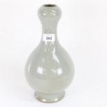 A Chinese celadon glaze garlic neck vase, seal mark on base, height 28cm