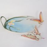 FRANZ COLLECTION - a large Art Nouveau style porcelain butterfly tray, no. XP1694, and a similar