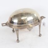 A silver plated rollover bacon dish