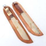 2 Vintage unused hunting knives with leather sheaths