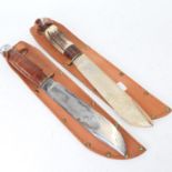 2 Vintage unused hunting knives with leather sheaths