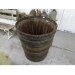 A large French coopered wine barrel, W71cm, H84cm