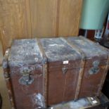 A Victorian steel-bound steamer trunk, and another (2)