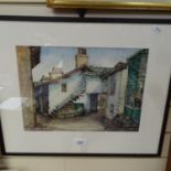 E G Battisby, watercolour, backyard, signed, 27cm x 37cm, framed