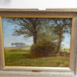 George Thomas Rope, oil on canvas, edge of the field, 34cm x 44cm, framed