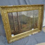 E Alexander Lowe, oil on board, wooded landscape, signed and dated 1950, 17.5" x 24", framed