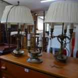 A pair of Laura Ashley Home 3-branch desk lamps and shade, and a 2 branch