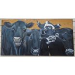 Clive Fredriksson, oil on board, cattle, 61cm x 121cm