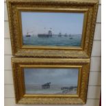 G Mears, pair of oils on board, Chain pier, 1896, 1 signed, 20cm x 34cm, framed