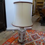 An Oriental style glazed table lamp base and shade, height including shade 76cm