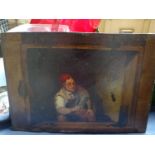 19th century oil on wood panel, the cobbler, unsigned, 23cm x 32cm, unframed