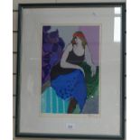 Itzchak Tarkay, artist's proof print, Jealousy 1, signed in pencil, image 40cm x 26cm, framed