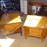 A Victorian satin-walnut workbox, W45cm, and another (2)