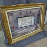 E Wakeford, pair of watercolours, street scenes, 48cm x 66cm, framed