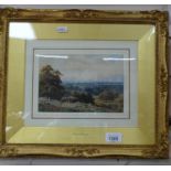 Sutton Palmer, watercolour, landscape towards Windsor Castle, 14cm x 20cm, framed