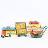 5 Dinky and Lesney boxed toys, including 751 lawnmower and 120 Jaguar E-Type