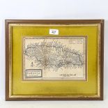 A New Map of the Island of Jamaica, by H Moll, framed, image 17cm x 25cm
