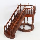 A mahogany staircase design display stand, late 20th century, height 35cm, width 26cm