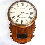 A 19th century mahogany-cased 30-hour drop-dial wall clock, by F E Last of Abergavenny, white dial