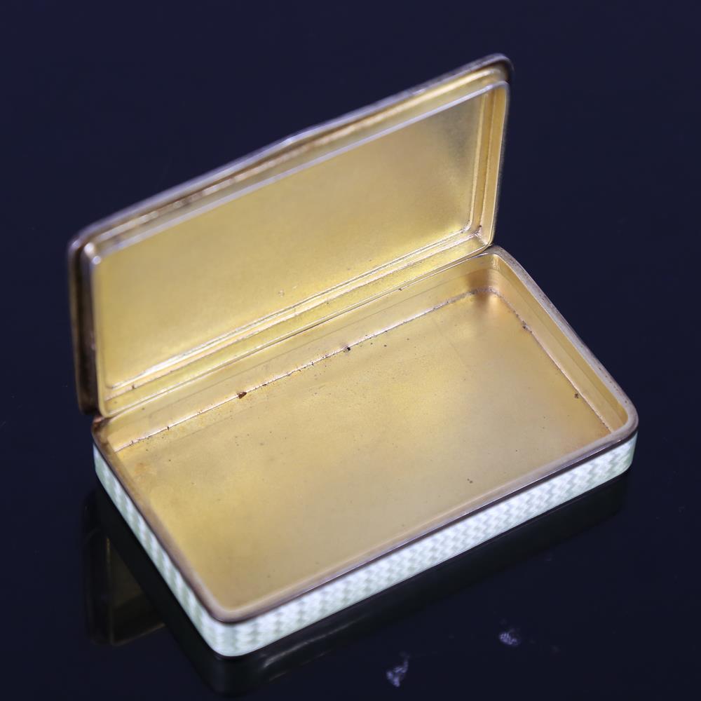 A fine Continental silver and guilloche enamel box, rectangular form with hand painted landscape - Image 4 of 5