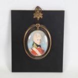 A miniature watercolour on ivory, circa 1800, portrait of Lt John Wolfe, 5th of Foot (the