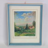 Sir Winston Churchill, a printed Christmas card depicting view from Chartwell, printed
