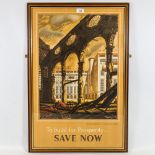 To Build For Prosperity Save Now, original National Savings Committee poster, framed, overall