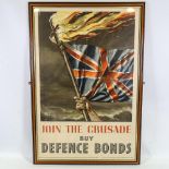 Join The Crusade Buy Defence Bonds, original National Savings poster, framed, overall frame