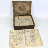 Philips geographical cubes, in original printed wood case, case length 23.5cm