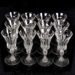 A set of 12 cut-glass wine glasses, circa 1900, height 14cm, rim diameter 6.5cm
