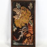 WILLIAM MORRIS - a panel of Oriental style printed fabric, framed and glazed, overall 24cm x 46cm