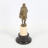 A bronze figure of Shakespeare on carved ivory and ebonised base, height 15.5cm