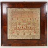 A mid-19th century needlework sampler, by Esther Tiplady, aged 10, dated 1839, mahogany-framed,