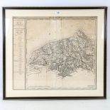Antique map, Departement De La Seine, 1790, framed, image 52cm x 59cm