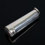 A Victorian silver cheroot case pendant/fob, tapered cylindrical form with gilt interior, by A & J
