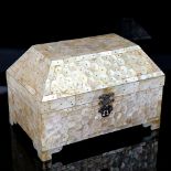 An Indian Goa mother-of-pearl box, 20cm x 12.5cm, height 13cm