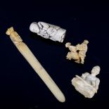 A group of miniature Japanese ivory carvings (4)
