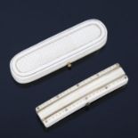 2 Georgian ivory and gold inlaid toothpick cases, 1 of slightly curved rectangular form, length 8cm,